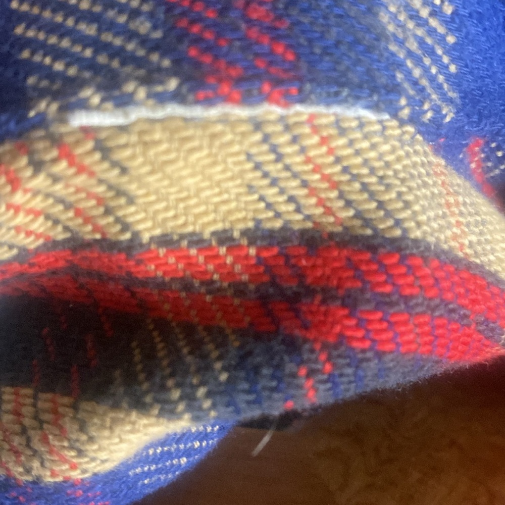 Vintage Oshkosh thick plaid flannel size medium navy tan red - Picture 6 of 6